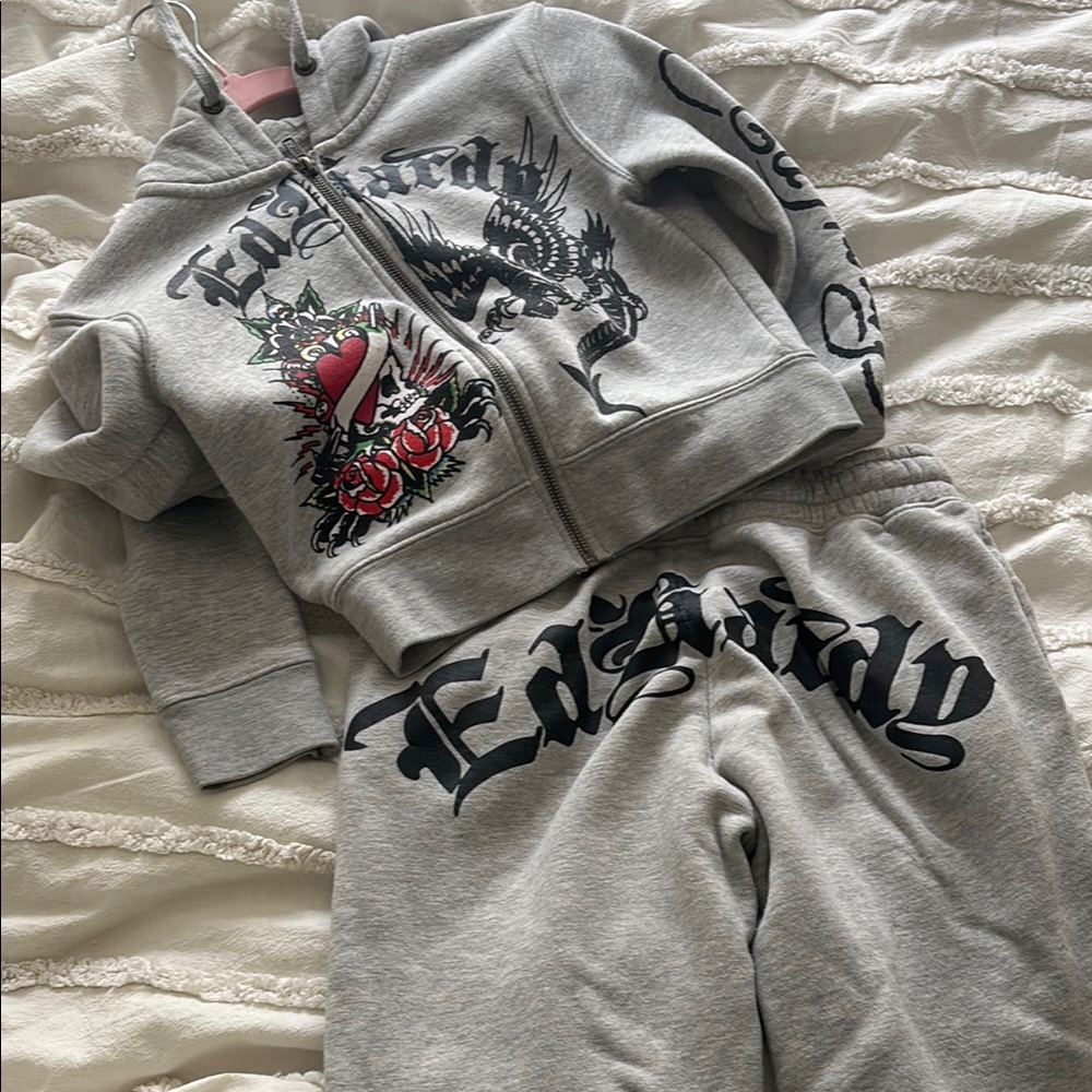 Gray Graphic Hoodie and Sweatpants Set